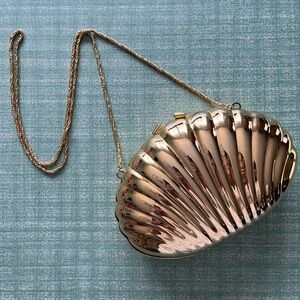 Vintage Lauren Alexandra Gold Toned Clamshell Crossbody Purse